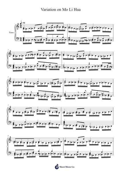 Variation on Mo Li Hua Sheet Music by Shuwen Zhang-Arr.Willmand Dundre