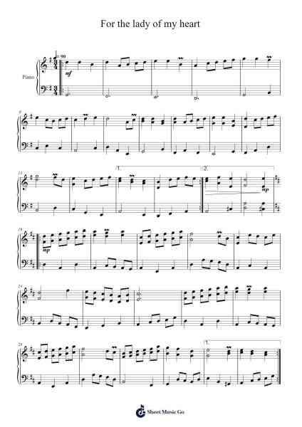 For the Lady of My Heart Sheet Music by Łukasz Matylla-Arr.Branbart