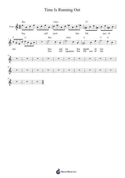 Time Is Running Out Sheet Music by Muse-Arr.Handre Raekiel