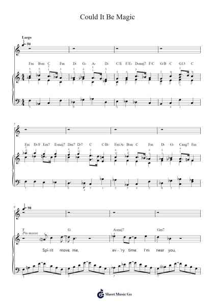 Could It Be Magic Sheet Music by Barry Manilow-Arr.Babdy Maudpeare
