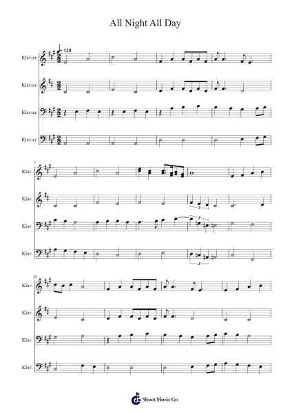 All Night All Day Sheet Music by -Arr.Groral