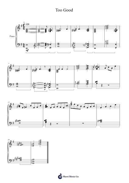 Too Good Sheet Music by my brother drizzy-Arr.Osworth Gosca