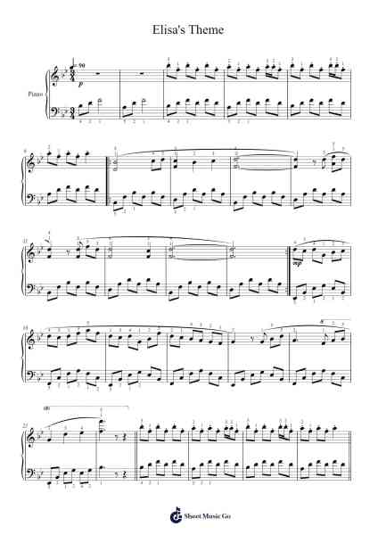Elisa's Theme Sheet Music by Alexandre Desplat-Arr.Ruthmie