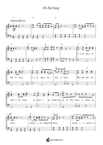 It's So Easy Sheet Music by Linda Ronstadt-Arr.Jebois Hudlap