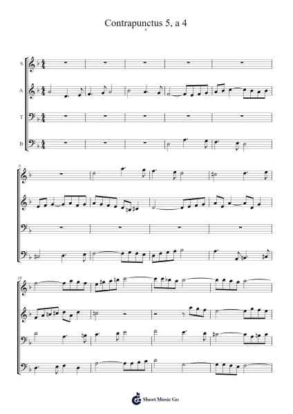 Die Kunst der Fuge, BWV 1080: Contrapunctus 5 Sheet Music by Johann Sebastian Bach-Arr.Linee Bushsopp