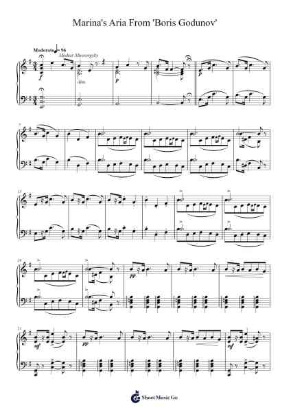 Marina's Aria from 'Boris Godunov' Sheet Music by Modest Mussorgsky-Arr.Norgiles