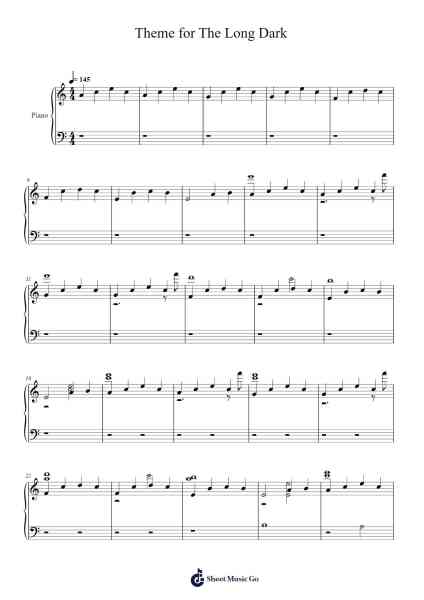 Theme for The Long Dark Sheet Music by Cris Velasco-Arr.Bairdxy