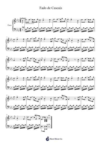 Fado de Cascais Sheet Music by Anonymous-Arr.Joshjean