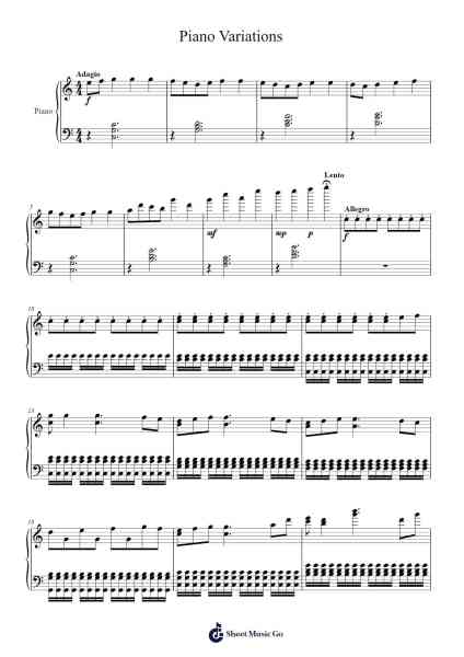 Piano Variations Sheet Music by Mooner Nio-Arr.Pomiles