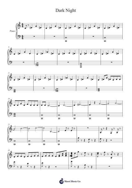 Dark Night Sheet Music by vinhtpvictor-Arr.Himorse