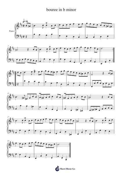 Bourrée in B Minor Sheet Music by MrBobbyGuy3-Arr.Upving