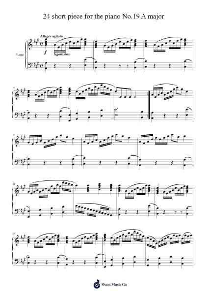 24 Short Pieces for the Piano No. 19 in A Major Sheet Music by Z.H.Chou-Arr.Vindiah Jeanvis