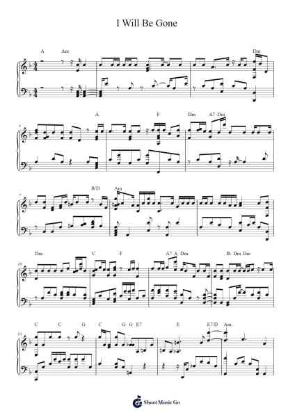 I Will Be Gone Sheet Music by Martín Elias-Arr.Haletra Kimstone