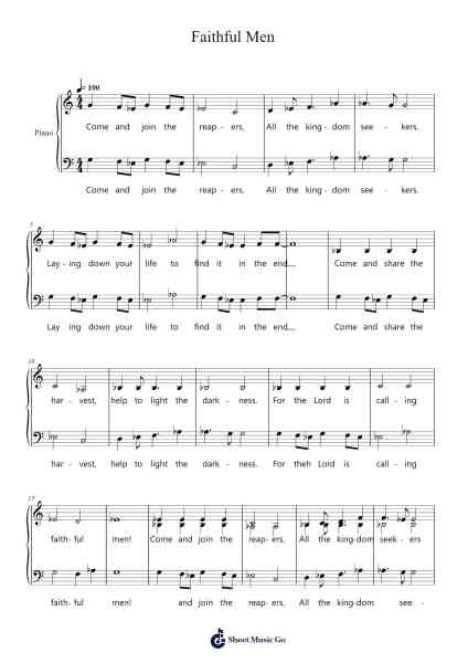 Faithful Men Sheet Music by Twila Paris-Arr.Losopp Webslin