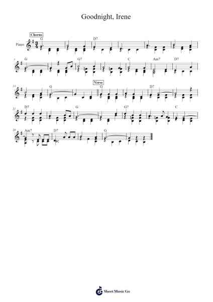 Goodnight, Irene Sheet Music by undefined-Arr.Rareade Zoelotte