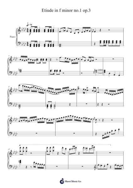 Etude in F Minor, No. 1, Op. 3 Sheet Music by Roynold Alzie-Arr.Yalegus