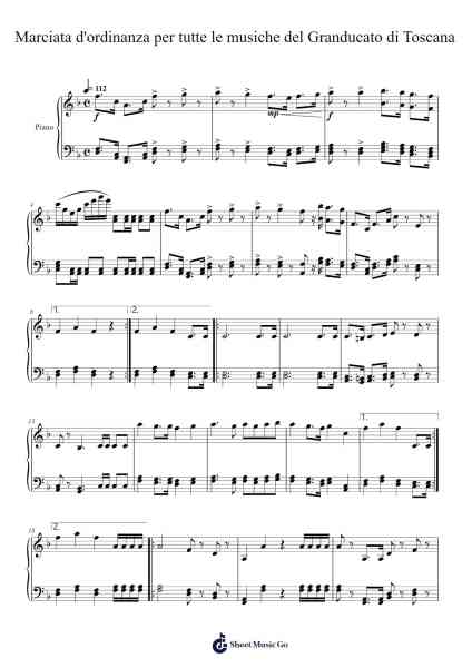 Marcia d'ordinanza per tutte le musiche del Granducato di Toscana Sheet Music by Egisto Mosell-Arr.Temvogt Roblome