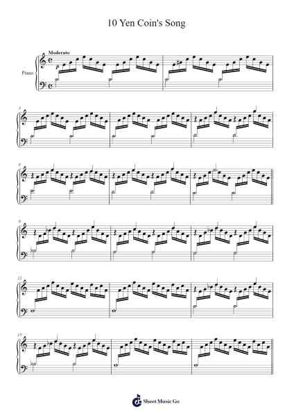 10 Yen Coin's Song Sheet Music by Takashi Yoshimatsu-Arr.Joanbar Crichniel