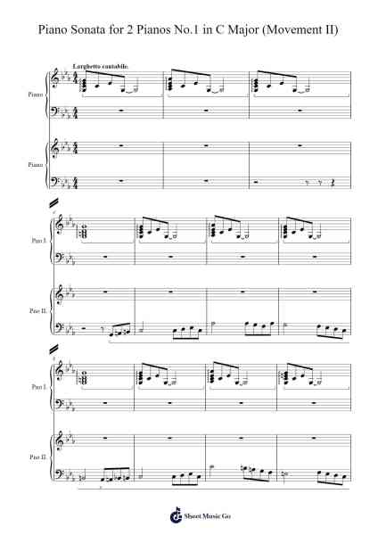 Piano Sonata for 2 Pianos No.1 in C Major (Movement II) Sheet Music by m-11166492-Arr.Feltrid
