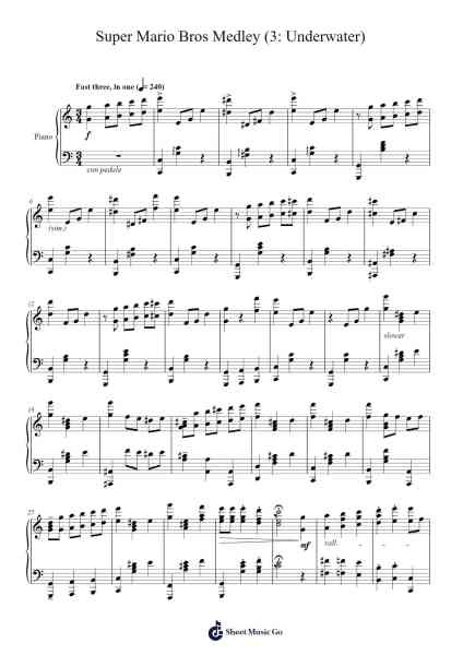 Super Mario Bros Medley (3: Underwater) Sheet Music by Koji Kondo-Arr.Gwenter Stedi