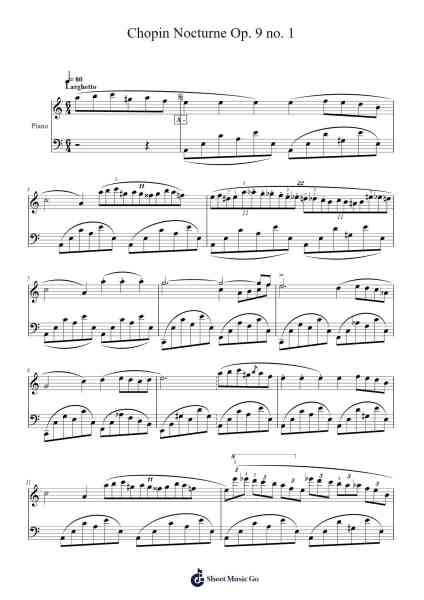 Chopin Nocturne Op. 9 no. 1 Sheet Music by Frédéric Chopin-Arr.Wooraine Fintis