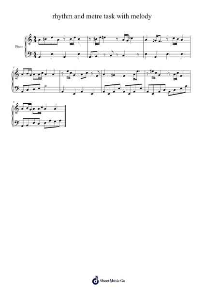rhythm and metre task with melody Sheet Music by -Arr.Binggram Ararence