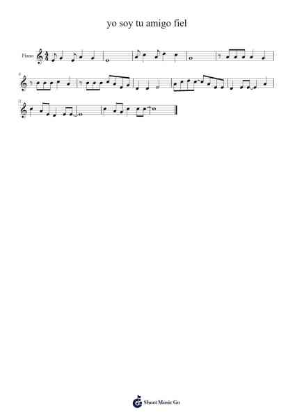yo soy tu amigo fiel Sheet Music by Misc Cartoons-Arr.Watblack Jackcoln