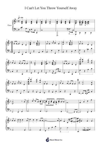 I Can't Let You Throw Yourself Away Sheet Music by user1461440591-Arr.Lytckey Comnel