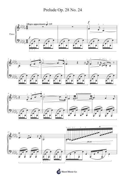 Prelude Op. 28 No. 24 in D Minor, Op. 28: No. 24 Sheet Music by Frédéric François Chopin-Arr.Hemike Allain