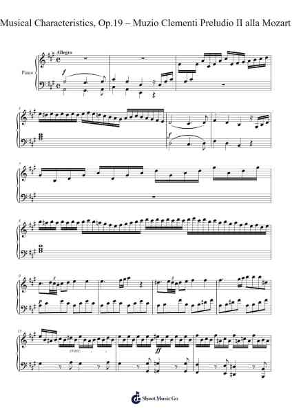 Musical Characteristics, Op. 19 - Preludio II "alla Mozart" Sheet Music by Muzio Clementi-Arr.Forsmy