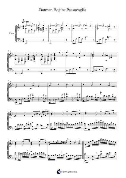 Batman Begins Passacaglia Sheet Music by asdwilli-Arr.Larfox Efquinn