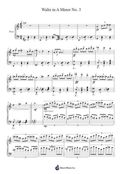 Waltz in A Minor, B. 150, Op. posth. Sheet Music by Samuel D. Kubik-Arr.Pulip