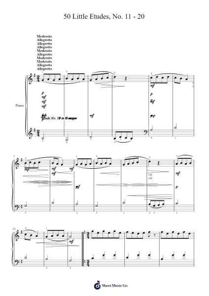 50 Little Etudes, No. 11 - 20 Sheet Music by Isaak Berkovich-Arr.Kentnice Dalnoah