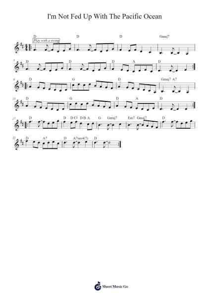 I'm Not Fed Up With The Pacific Ocean Sheet Music by Ola Backstrom-Arr.Stelgil Kaycia