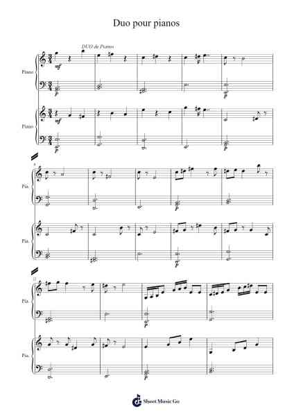 Duo pour pianos Sheet Music by 6467v9f79j-Arr.Jendine