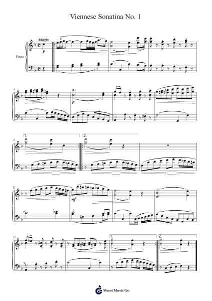 Viennese Sonatina No. 1 in C Major: II. Adagio Sheet Music by Wolfgang Amadeus Mozart-Arr.Gibger Burnsleif