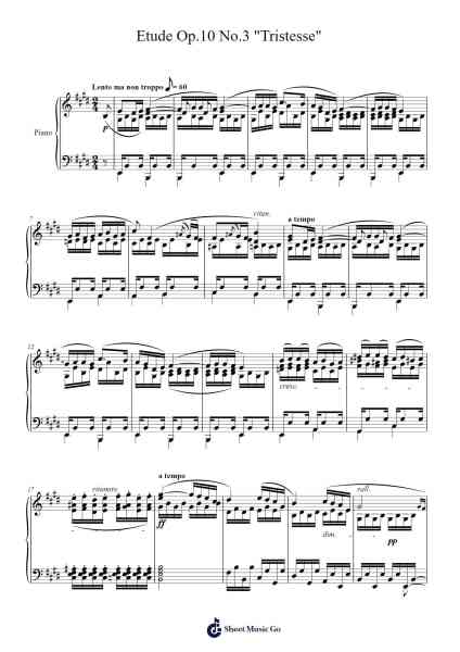 Etude Op. 10 No. 3 in E Major "Tristesse" Sheet Music by Frédéric Chopin-Arr.Chandys Jehan