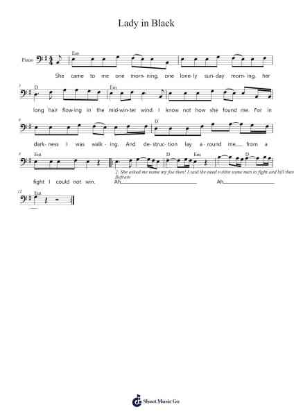 Lady in Black 樂譜由 Ken Hensley - 編曲 Bloorvogt