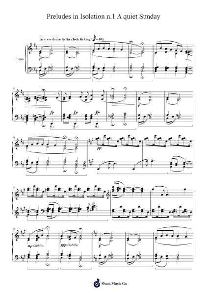 Preludes in Isolation n.1 A quiet Sunday Sheet Music by Melvin Zamora Jr.-Arr.Gorale Wattia
