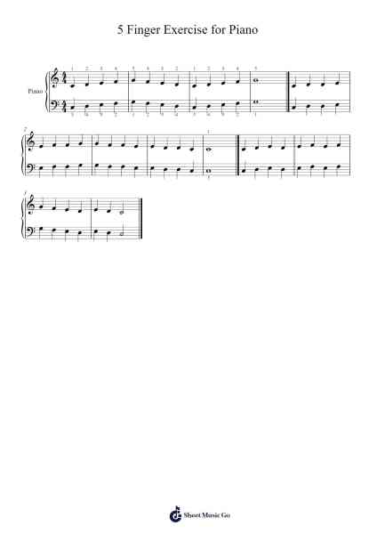 5 Finger Exercise for Piano Sheet Music by J.E. Jebha-Arr.Yuledon