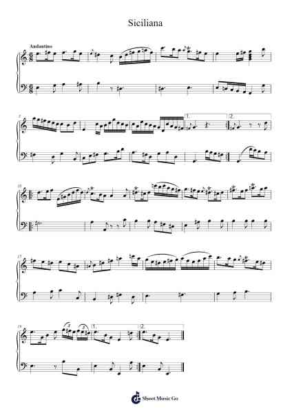 Siciliana Sheet Music by Unknown author-Arr.Dierclaude Hedwill