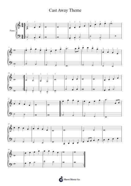 Cast Away Theme Sheet Music by Misc Soundtrack-Arr.Jobnold