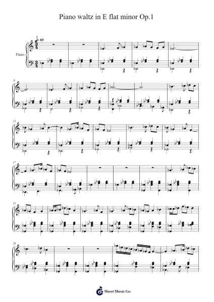 Piano Waltz in E Flat Minor, Op. 1 Sheet Music by Isaac Harper-Arr.Milesbloor
