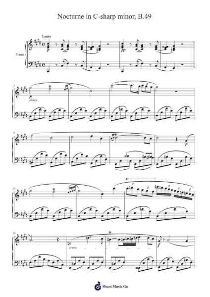 Nocturne in C-sharp minor, B.49 Sheet Music by Frédéric Chopin-Arr.Bradfred Copsweet