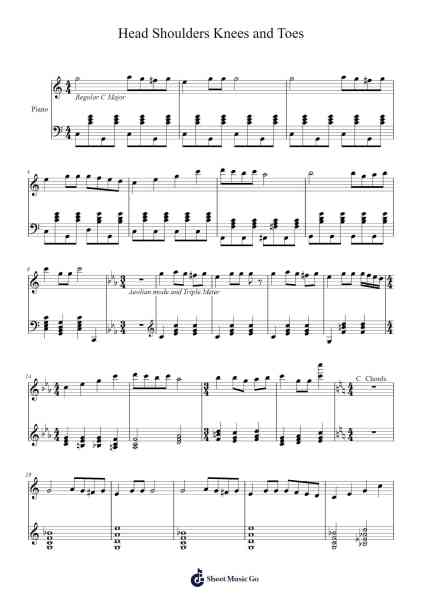 Head Shoulders Knees and Toes Sheet Music by Donovan Blackburn-Arr.Twainryl