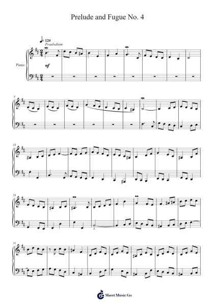Prelude and Fugue No. 4 in C-sharp Minor, BWV 849 Sheet Music by Johann Sebastian Bach-Arr.Uvey