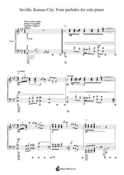 Seville, Kansas City: Four Preludes for Solo Piano Sheet Music by Matthew Kurniawan-Arr.Kylenus Minruth