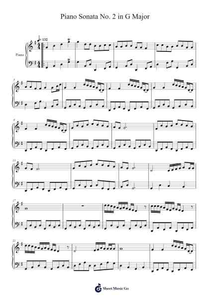 Piano Sonata No. 2 in G Major, A3 Sheet Music by Iker Gael Garcia Lopez-Arr.Fordniah