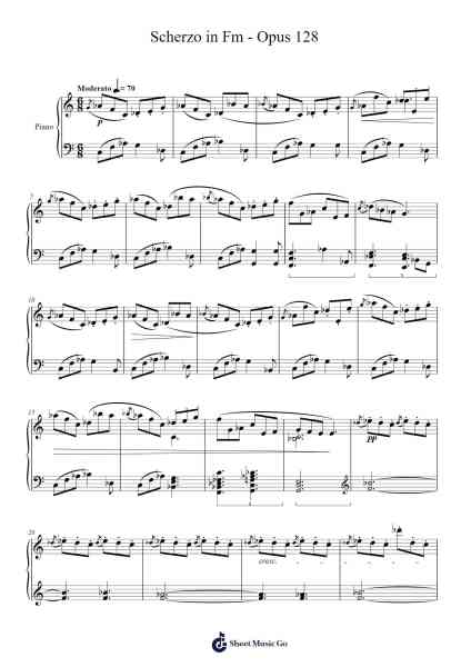 Scherzo in Fm - Opus 128 Sheet Music by Samuel D. Kubik-Arr.Popthus
