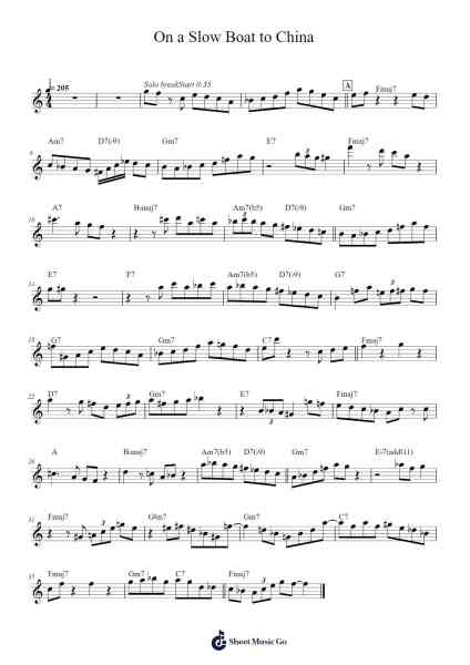 On a Slow Boat to China Sheet Music by Sonny Rollins-Arr.Manlynch